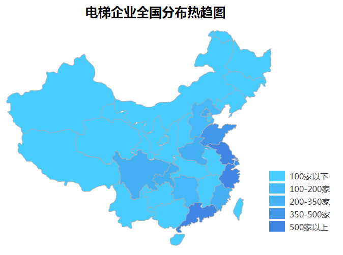 电梯企业全国的地域分布 电梯企业全国的地域分布